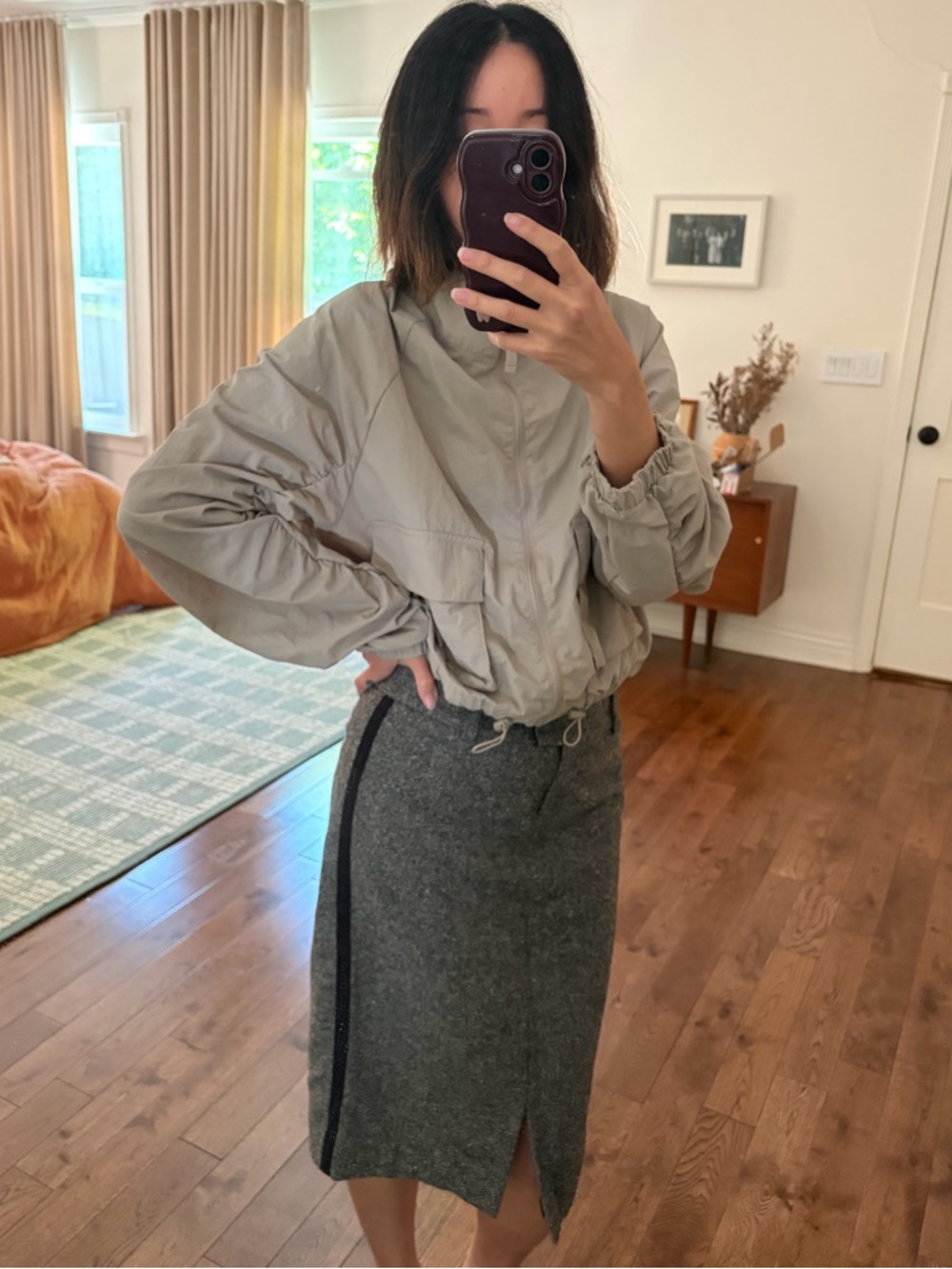 Halogen Gray Pencil Skirt with Side Stripe